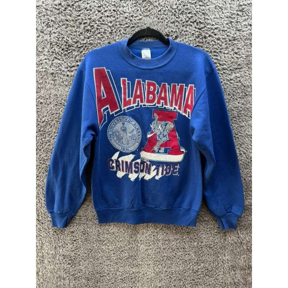 Vintage‎ 90's Alabama Crimson Tide Graphic Long Sleeve Sweatshirt Blue Size S